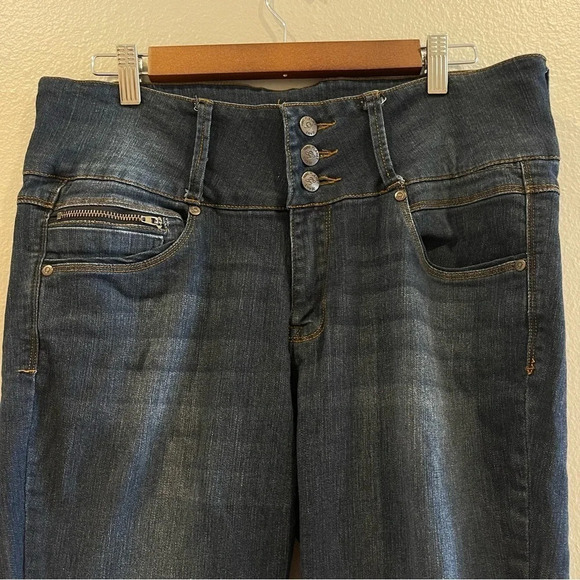 Nine Planet High Rise Wide Waist Band Three Button Jeans skinny size 15 - Picture 9 of 11